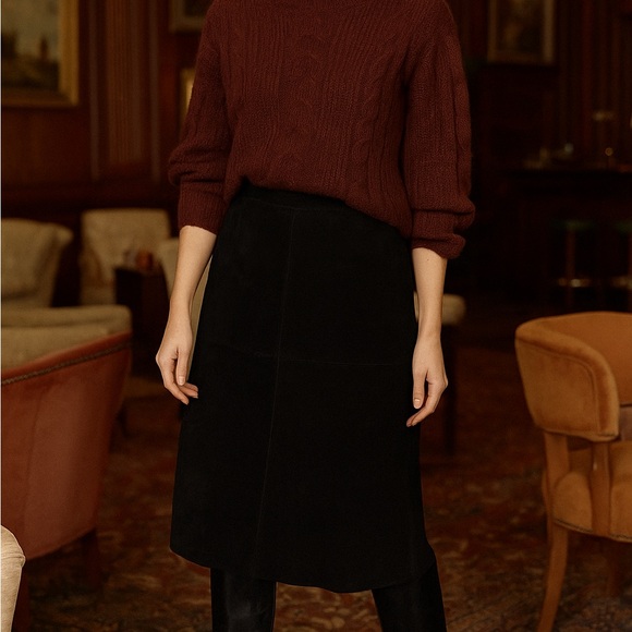 Contemporaine Par Simons Faux Suede Black Women's Skirt - Picture 1 of 14